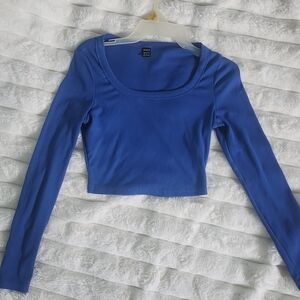 SHEIN Royal Blue Long Sleeve Crop Top